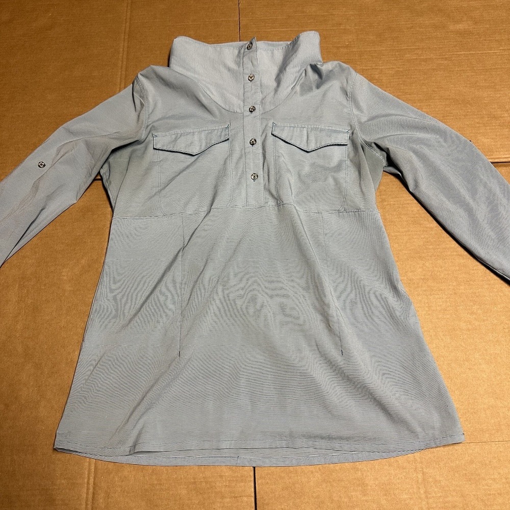 Mountain Hardwear Women's Citypass Long Sleeve Popover Blue Striped Shirt Large‎ - Picture 10 of 16